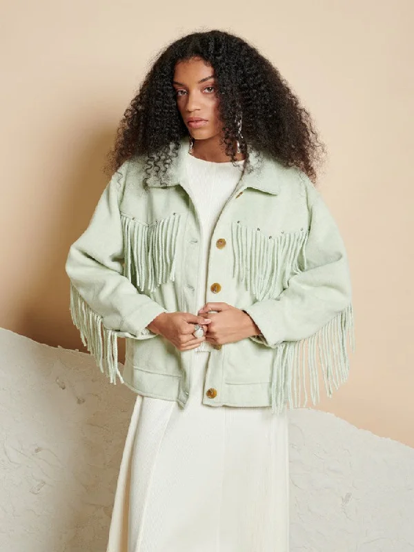 Kira Fringe Jacket Fleece Jacket Down Jacket Feather Jacket