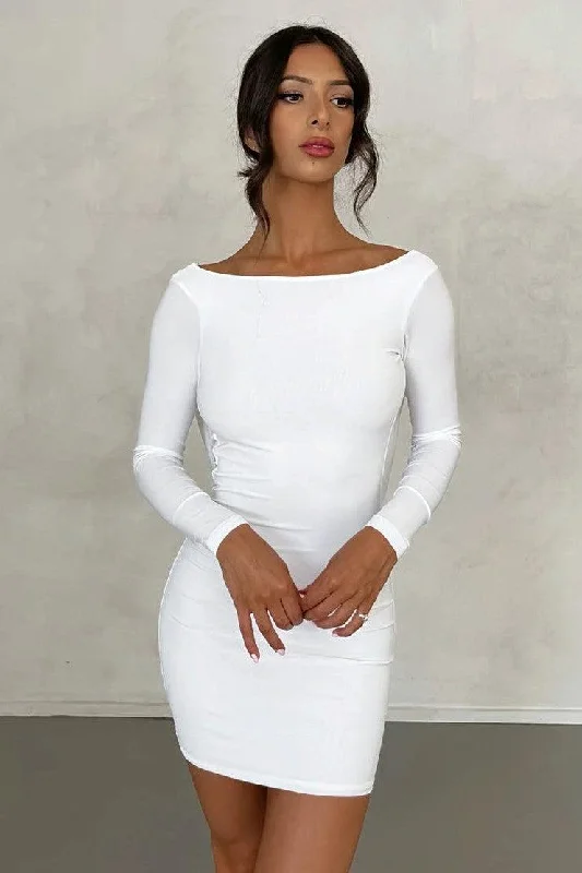 Kyla Reversible Mini Dress - White Elegant Mini Dress with Ruffles