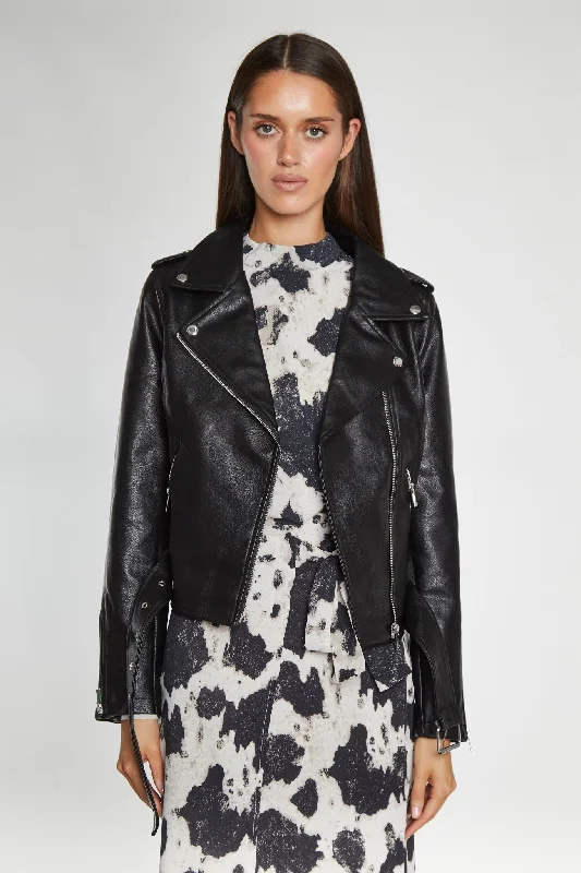 Black PU Biker Jacket Faux Fur Fabric Real Fur Fabric Shearling Fabric