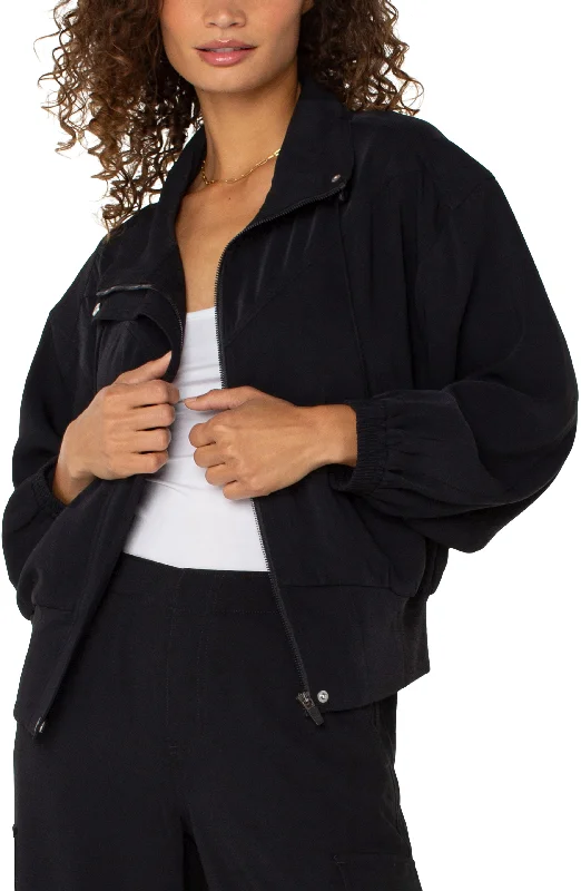 Liverpool Zip Up Dolman Jacket (Black) Chenille Fabric Brocade Fabric Lace Fabric