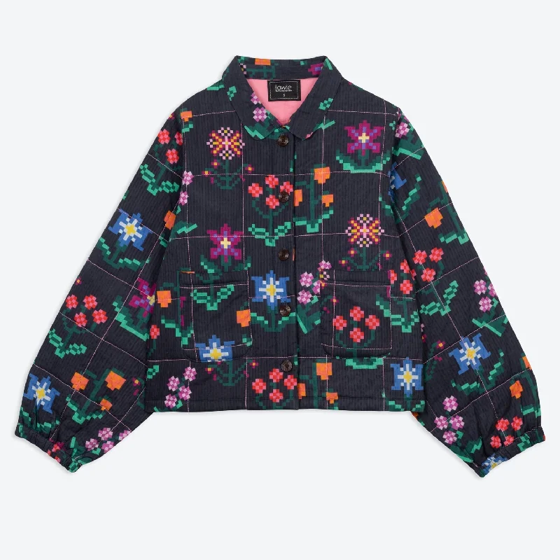 Lowie Needlepoint Print Quilted Jacket Welt Pockets Slit Pockets Flap Pockets