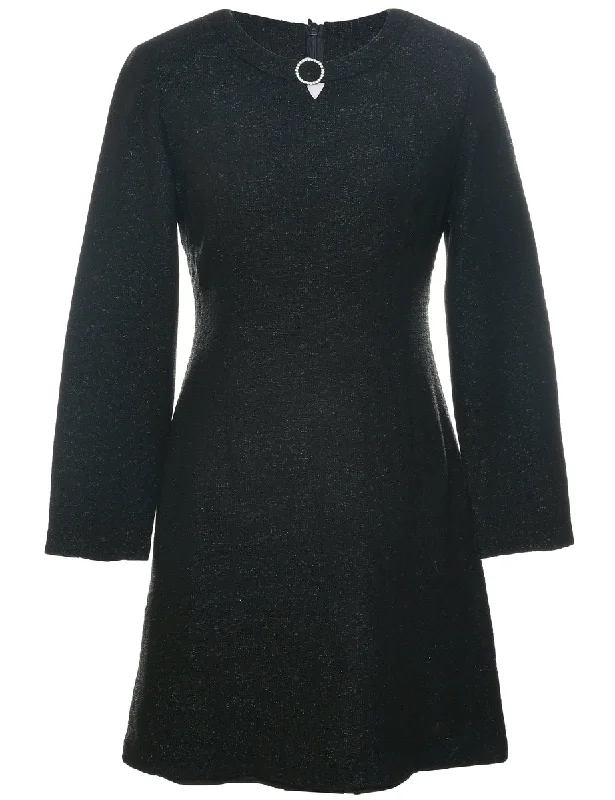 Lurex Thread Pattern MIni Dress - S Cozy Satin Mini Dress