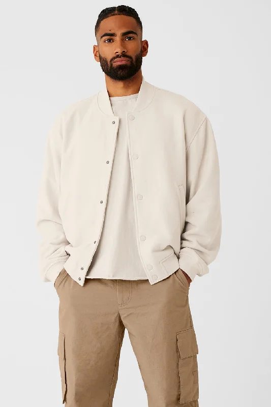 Renown Varsity Jacket - Bone Knit Jacket Woven Jacket Fleece Jacket