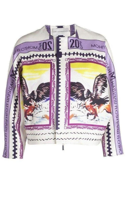 Matchu Khan Silk Jacket Boat Neck Shawl Collar Notched Collar