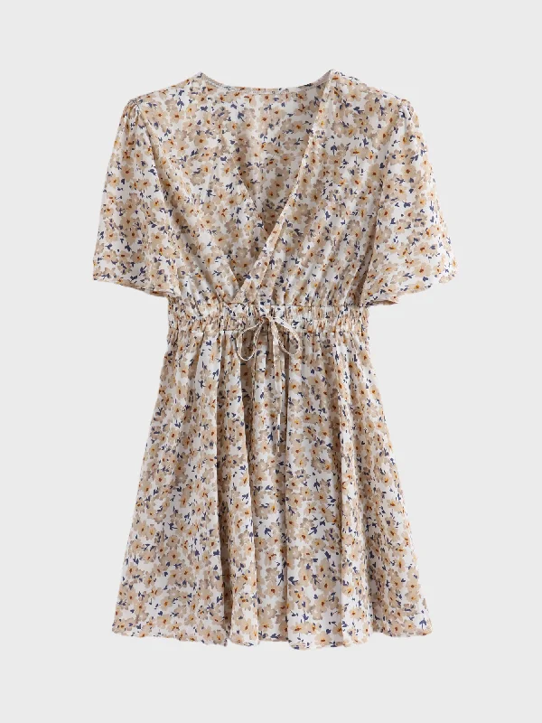 Midsize Lyric Flowy Floral Mini Dress Casual Mini Dress with Pockets