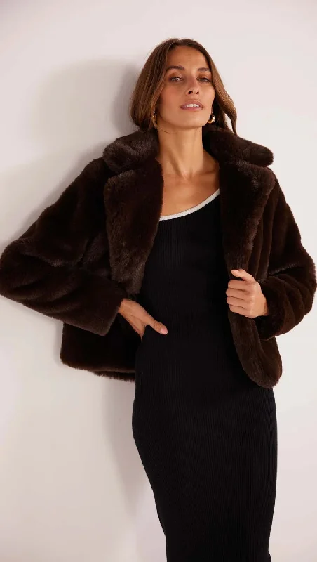 MinkPink Zara Faux Fur Jacket Tailored Jacket Straight Jacket A-Line Jacket