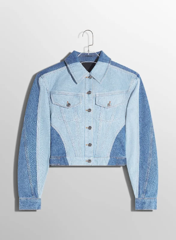 bi-tone blue denim jacket Trench Coat Raincoat Waterproof Jacket
