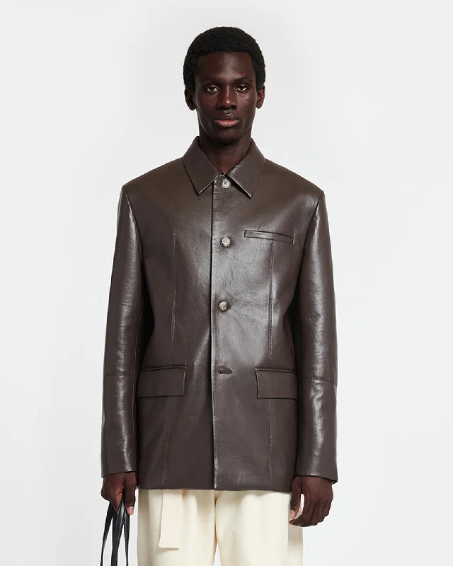 Danick - Regenerated Leather Jacket - Coffee Bean Chenille Jacket Brocade Jacket Lace Jacket Danick - Regenerated Leather Jacket - Coffee Bean Chenille Jacket Brocade Jacket Lace Jacket