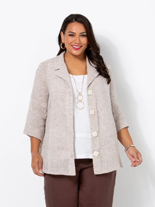 Oatmeal Crinkle Linen Jacket Nylon Jacket Polyester Jacket Spandex Jacket
