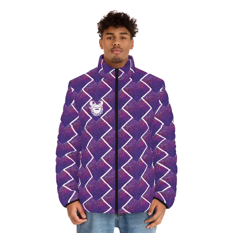 Puffer Jacket - Purple Sparkle Notch Collar Jacket Peter Pan Collar Jacket Cowl Neck Jacket Puffer Jacket - Purple Sparkle Notch Collar Jacket Peter Pan Collar Jacket Cowl Neck Jacket