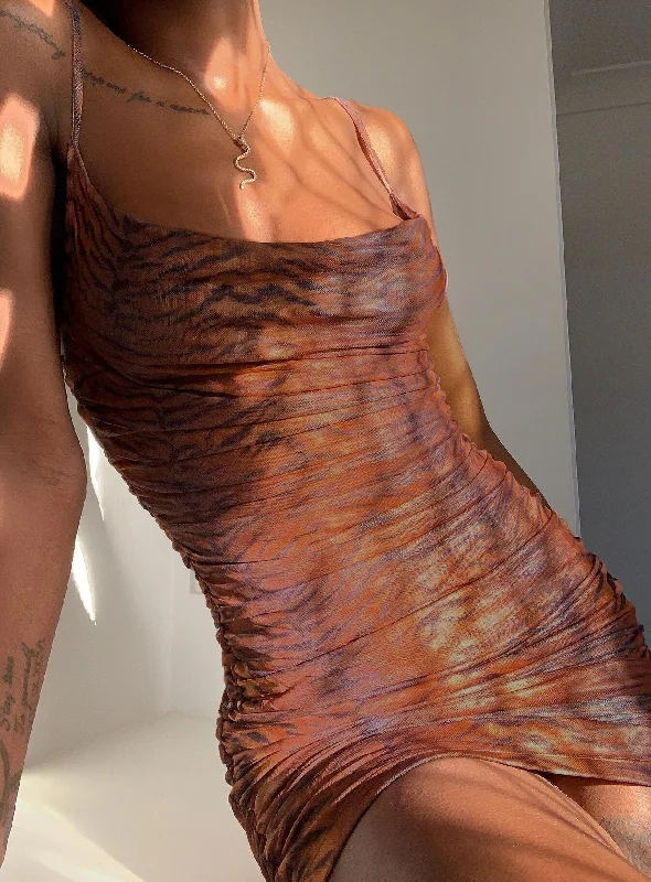 Harlan Mini Dress Brown Eco Elegant Velvet Mini Dress