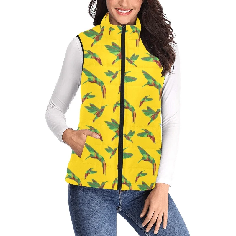 Red Swift Yellow Women's Padded Vest Jacket Denim Fabric Leather Fabric Suede Fabric Red Swift Yellow Women's Padded Vest Jacket Denim Fabric Leather Fabric Suede Fabric