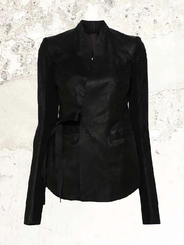 Rick Owens belted leather jacket Satin Jacket Silk Jacket Chiffon Jacket