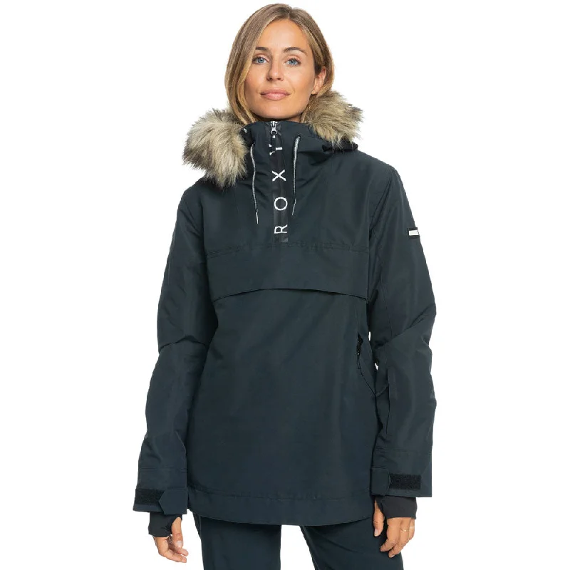 Roxy Shelter Ski/Snowboard Jacket - True Black Stand-Up Collar Roll-Neck Collar Turtle Neck Roxy Shelter Ski/Snowboard Jacket - True Black Stand-Up Collar Roll-Neck Collar Turtle Neck