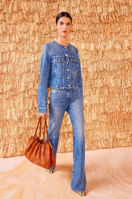 Sabine Denim Jacket in Danube Zippered Jacket Buttoned Jacket Snapped Jacket