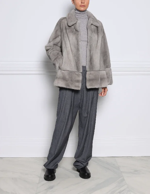 The Bailey Sapphire Mink Fur Jacket Denim Jacket Leather Jacket Suede Jacket