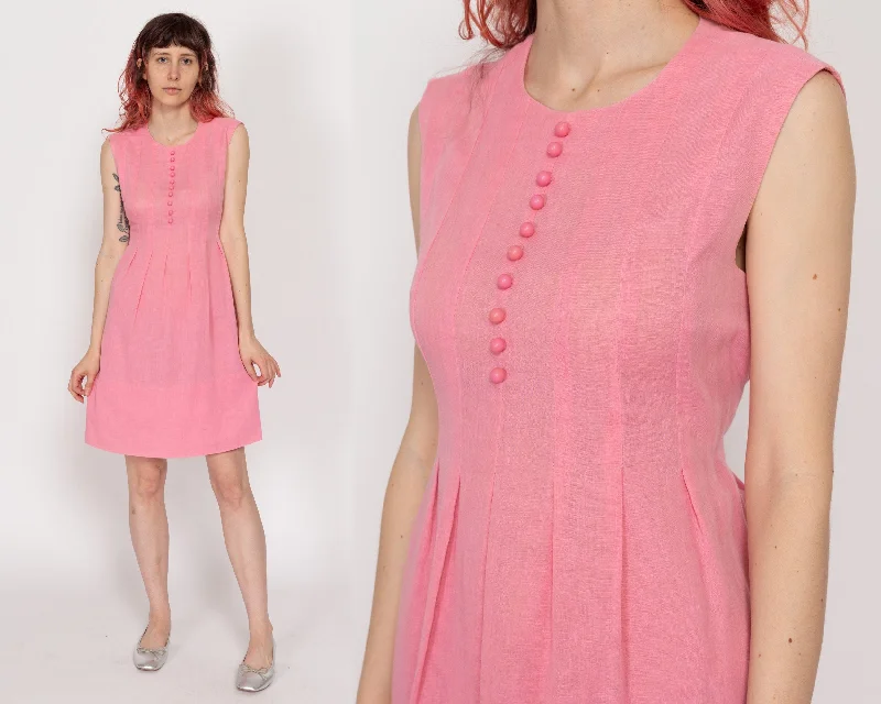 Small 60s Pink Babydoll Mini Dress Classic Casual Mini Dress