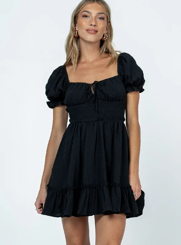Starley Mini Dress Black Classic Floral Print Mini Dress