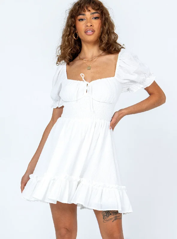 Starley Mini Dress White Cozy Cowl Neck Mini Dress
