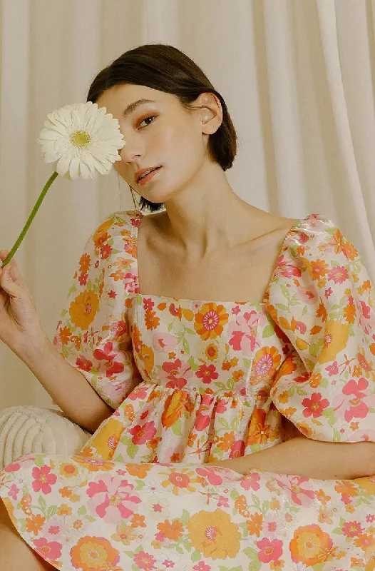 Storia | Warm Multi-color Baby Doll Mini Dress Trendy Crossover Mini Dress