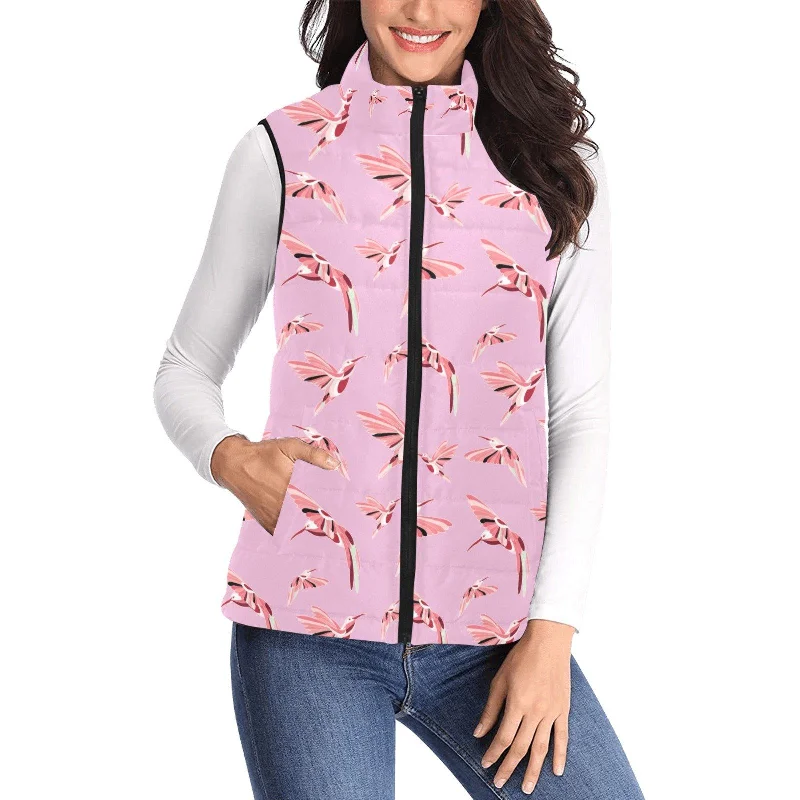 Strawberry Pink Women's Padded Vest Jacket Satin Fabric Silk Fabric Chiffon Fabric