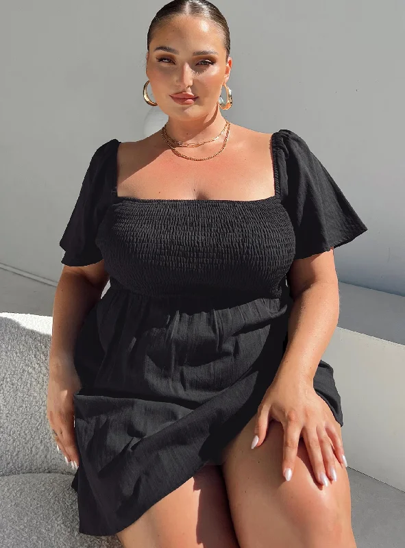 Summer Nights Mini Dress Black Curve Comfortable Casual Mini Dress