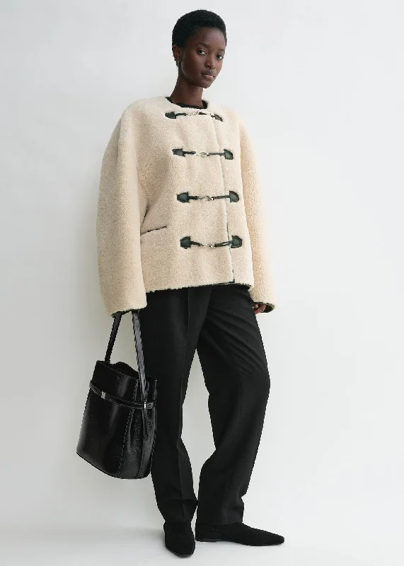 Teddy shearling clasp jacket off-white Striped Jacket Polka Dot Jacket Floral Jacket Teddy shearling clasp jacket off-white Striped Jacket Polka Dot Jacket Floral Jacket