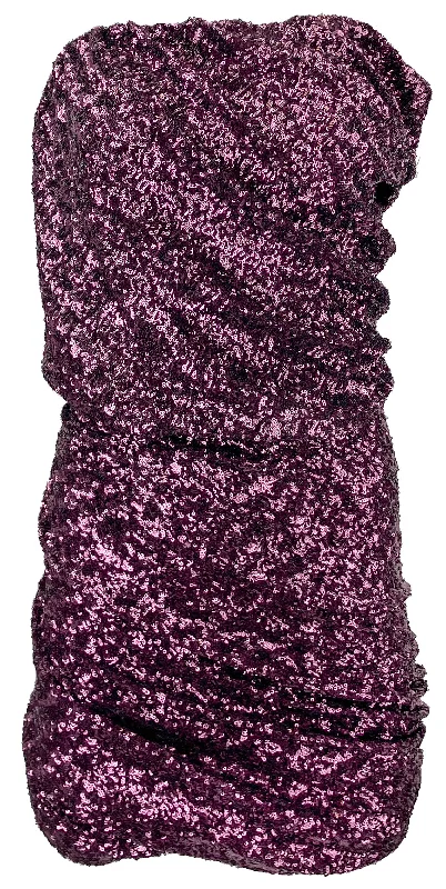 The Attico Eita Mini Dress in Aubergine Elegant Mini Dress with Ruffles