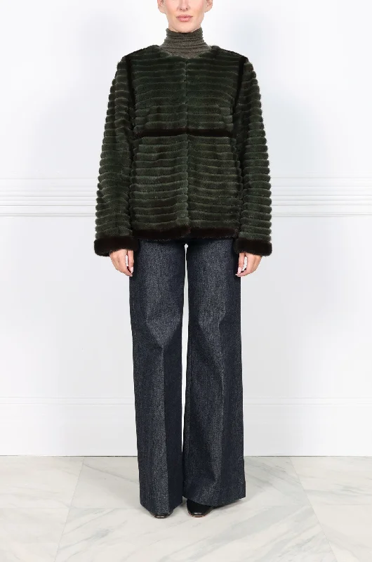 The Finley  Mink Fur Jacket Tailored Jacket Straight Jacket A-Line Jacket