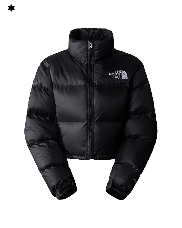 The North Face Nuptse Short Jacket Nero A-Line Jacket Boat Neck Shawl Collar