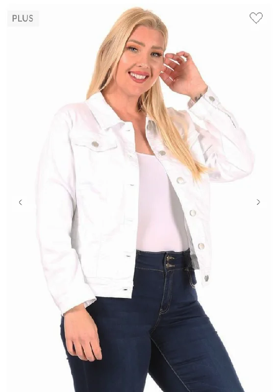 Tier 2 White Denim Stretch Jacket Welt Pockets Slit Pockets Flap Pockets