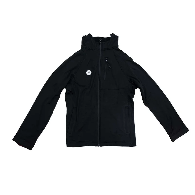 Women's Waffle Hooded Jacket - Black/White Embroidered Circle Patch w/ Black Gazelle Chenille Fabric Brocade Fabric Lace Fabric Women's Waffle Hooded Jacket - Black/White Embroidered Circle Patch w/ Black Gazelle Chenille Fabric Brocade Fabric Lace Fabric