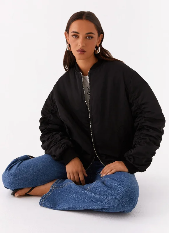 Webster Bomber Jacket - Black Nylon Jacket Polyester Jacket Spandex Jacket