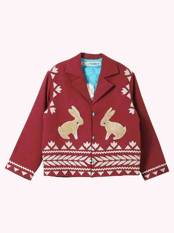 WESTERN PLUM HARE JACKET Tailored Jacket Straight Jacket A-Line Jacket