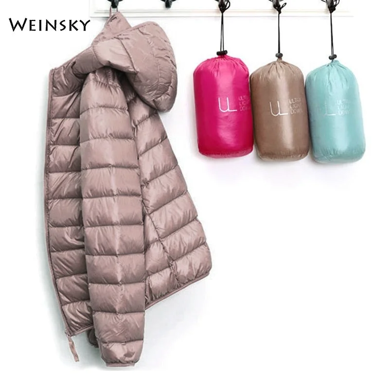 Winter Women Ultralight Thin Down Jacket Satin Jacket Silk Jacket Chiffon Jacket
