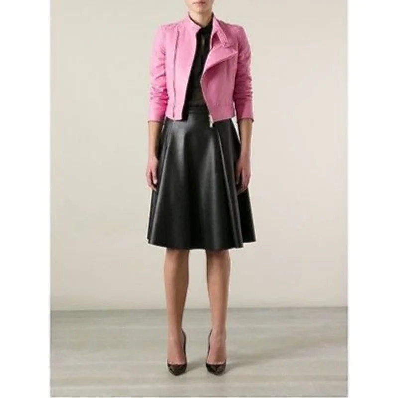 Women's Baby Pink Genuine Leather Jacket WJ050 Lace Jacket Ribbed Jacket Sequined Jacket Women's Baby Pink Genuine Leather Jacket WJ050 Lace Jacket Ribbed Jacket Sequined Jacket