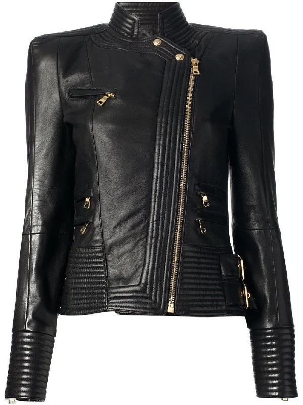 Women's Distinctive Quilted Leather Jacket WJ046 Jacket Blazer Coat