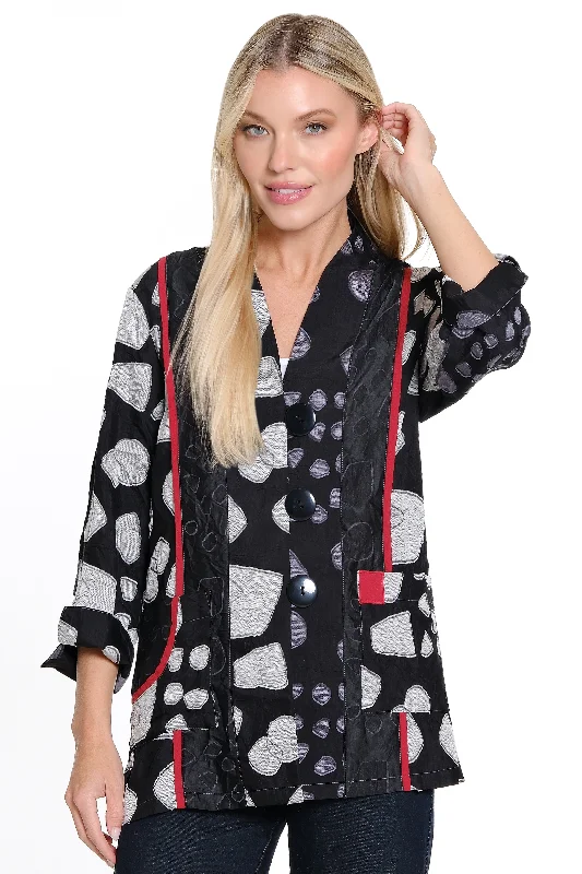 Woven Jacquard Print Jacket - Black Elasticated Jacket Padded Jacket Insulated Jacket Woven Jacquard Print Jacket - Black Elasticated Jacket Padded Jacket Insulated Jacket