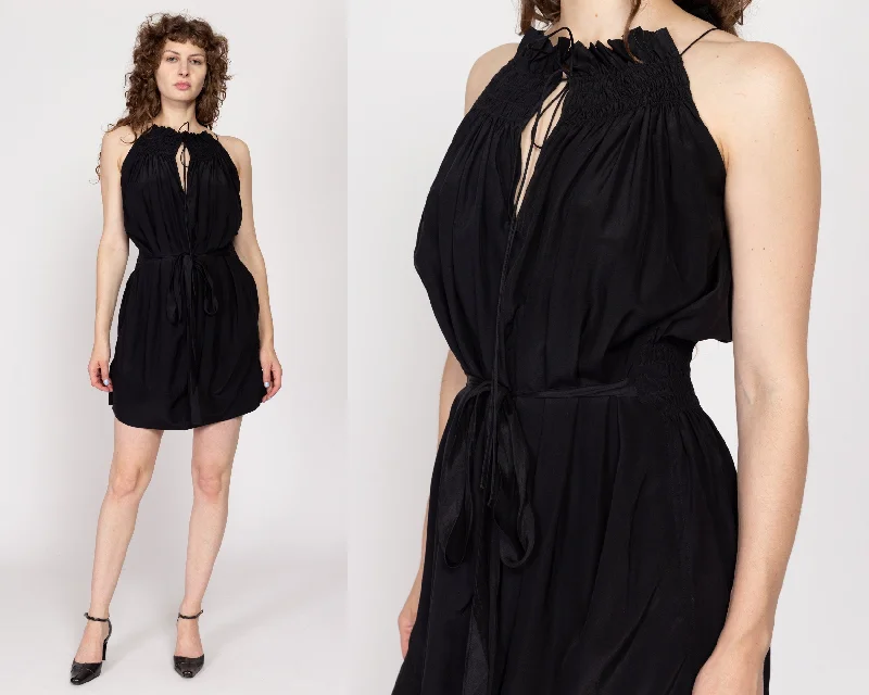 XS-Med Y2K Marc Jacobs Black Silk Mini Dress Trendy Tie-Dye Mini Dress