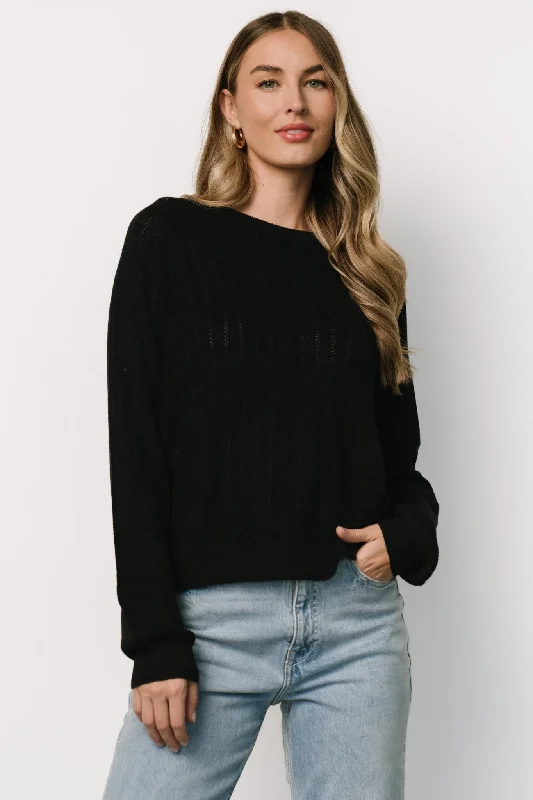 Alix Knit Sweater Top | Black Hooded Sweater Collared Sweater Shawl Collar