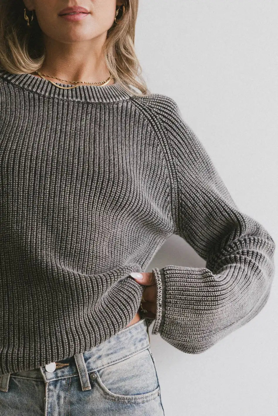 Aveline Knit Sweater in Black Transparent Opaque Sheer