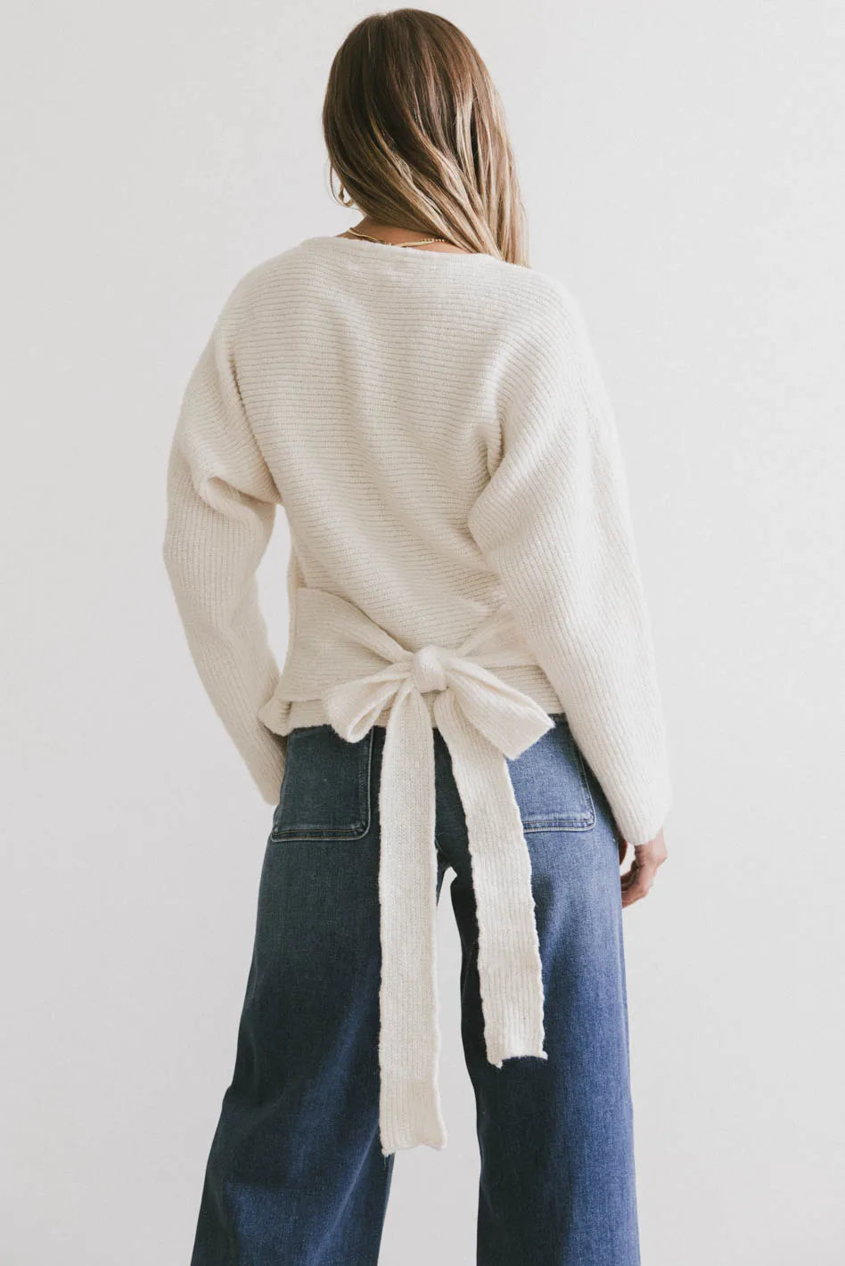Azura Knit Sweater in Cream High Neck Crew Neck V-Neck