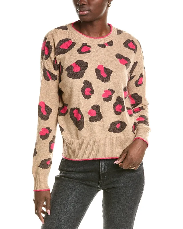 Brodie Cashmere Wool & Cashmere-Blend Intarsia Leopard Jumper Oversized Loose Flowy