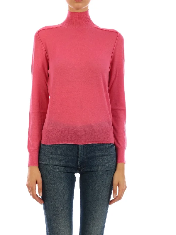 Cashmere Sweater Pink Herringbone Houndstooth Plaid