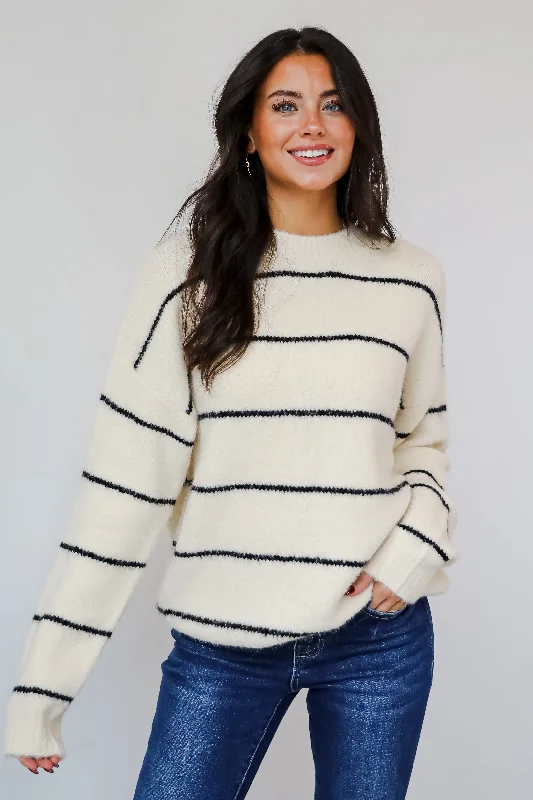 Considerable Charm Cream Striped Sweater Nylon Fabric Polyester Fabric Spandex Fabric Considerable Charm Cream Striped Sweater Nylon Fabric Polyester Fabric Spandex Fabric