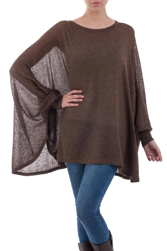 Desert Breeze Soft Knit Bohemian Style Brown Drape Sweater from Peru Rayon Fabric Velvet Fabric Corduroy Fabric Desert Breeze Soft Knit Bohemian Style Brown Drape Sweater from Peru Rayon Fabric Velvet Fabric Corduroy Fabric