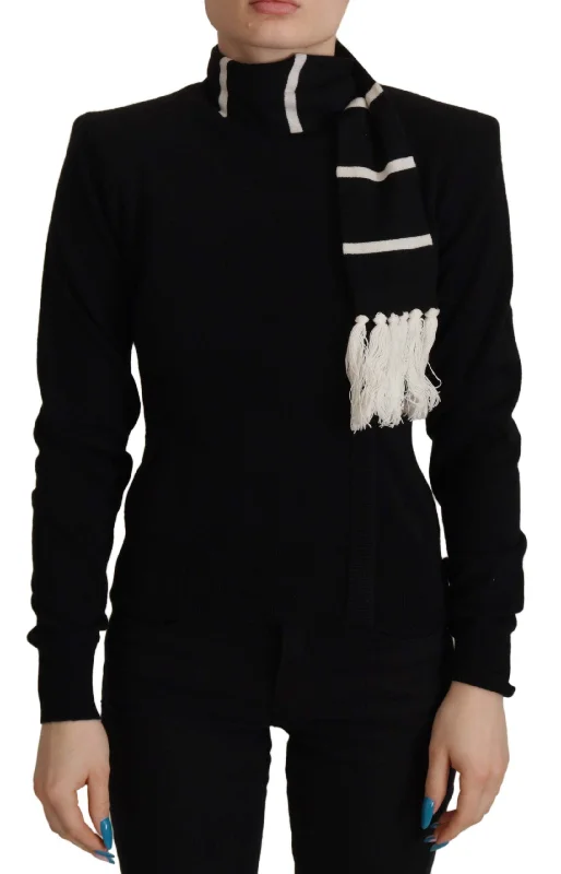 Dolce & Gabbana Elegant Black Cashmere Turtleneck Sweater Lace Blend Ribbed Blend Corduroy Blend Dolce & Gabbana Elegant Black Cashmere Turtleneck Sweater Lace Blend Ribbed Blend Corduroy Blend