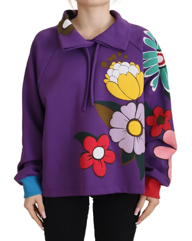 Dolce & Gabbana Elegant Purple Floral Pullover Sweater Lace Blend Ribbed Blend Corduroy Blend Dolce & Gabbana Elegant Purple Floral Pullover Sweater Lace Blend Ribbed Blend Corduroy Blend