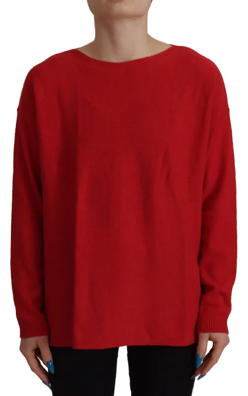 Dolce & Gabbana Elegant Red Wool Blend Knit Sweater Neon Metallic Matte