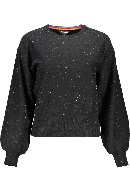 Black Polyester Women Sweater Machine Wash Dry Clean Hand Wash